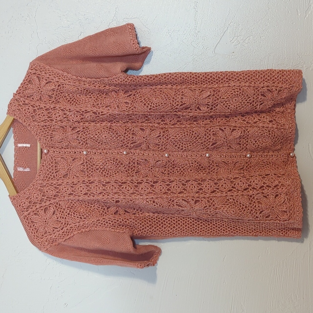 Grannysquare Crochet Lace Shortsleeve Sweater Cardigan Coquette Cottage Feminine